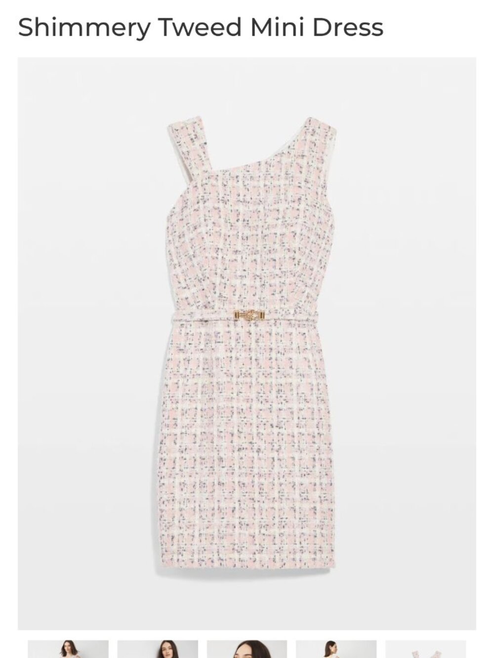 nwt white house black market pink shimmery tweed belted dress 4